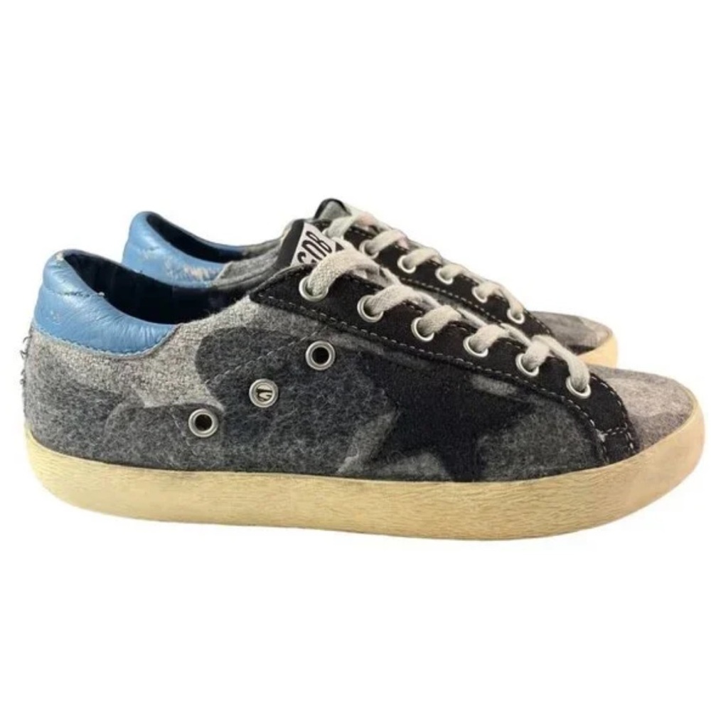 Golden Goose Superstar Sneakers Grey Blue Camo Star Sz 36 - Picture 7 of 11